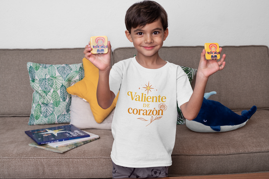 Kids T‑Shirt — "Valiente de Corazón" Floral Design (Brave at Heart)
