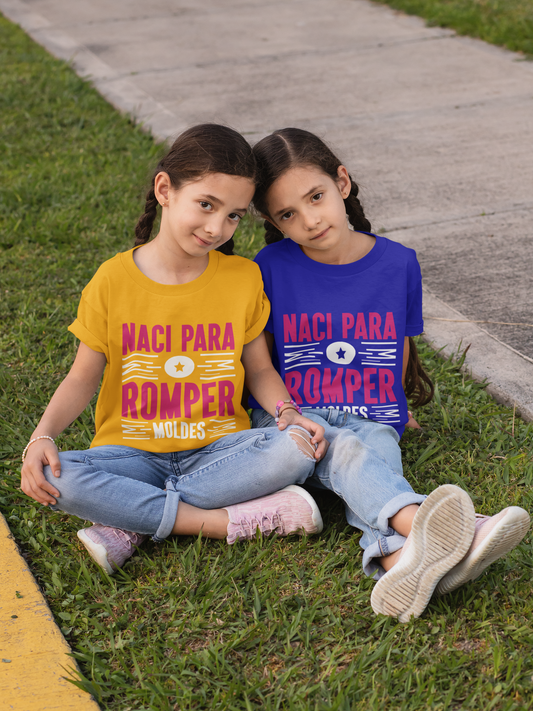 Kids T-Shirt "Nací Para Romper Moldes" – Spanish Bold Statement Tee for Girls & Boys