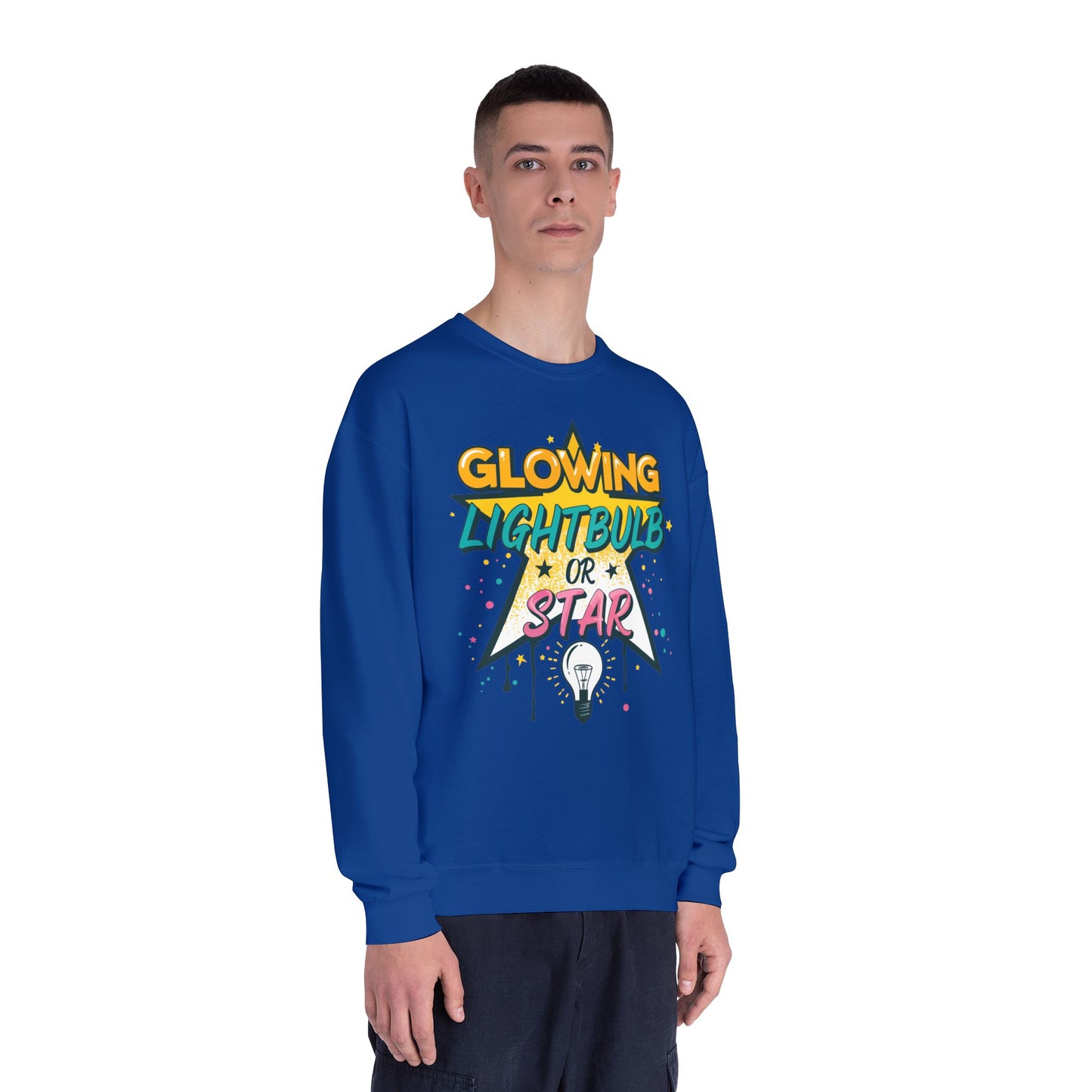 Glowing Lightbulb or Star Crewneck Sweatshirt — Retro Graphic Pullover