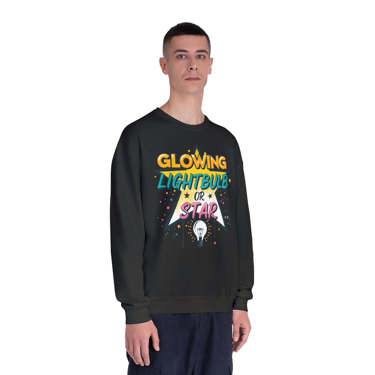 Glowing Lightbulb or Star Crewneck Sweatshirt — Retro Graphic Pullover