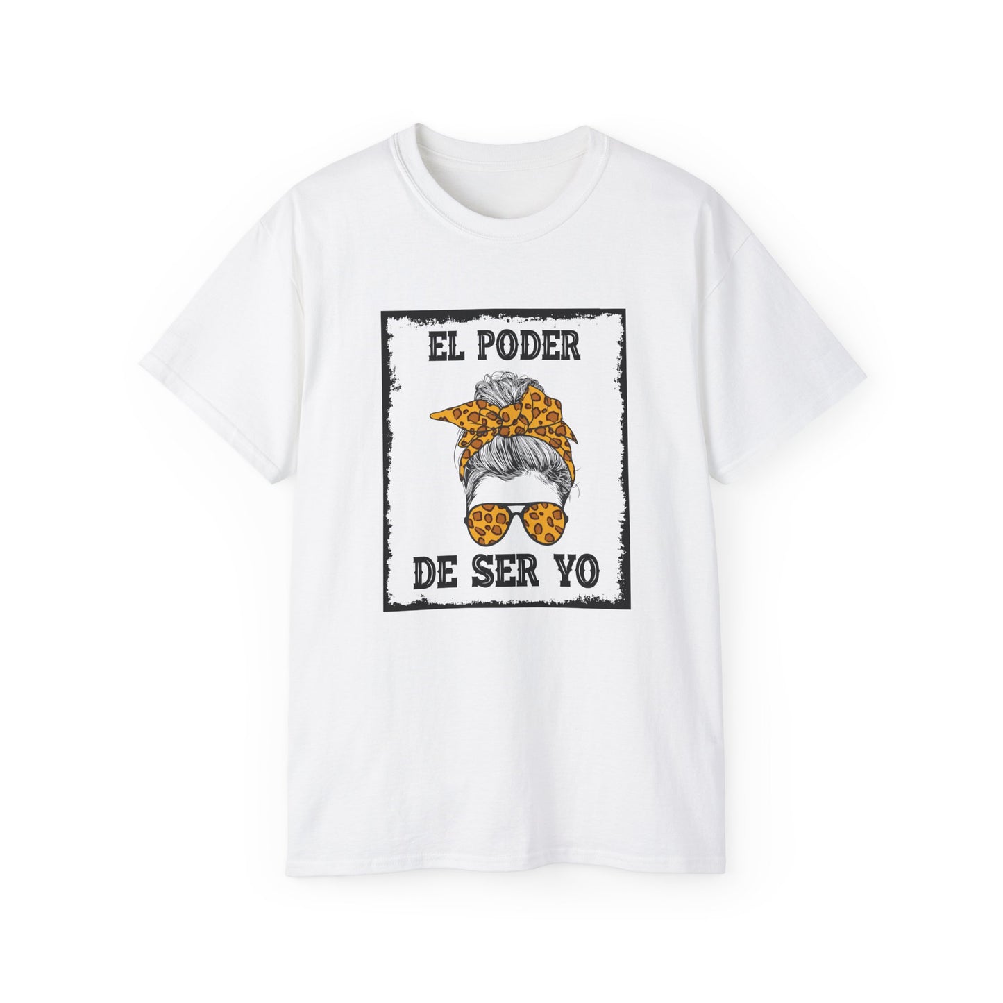 El Poder de Ser Yo T‑Shirt — Empowering Spanish Graphic Tee with Leopard Headscarf