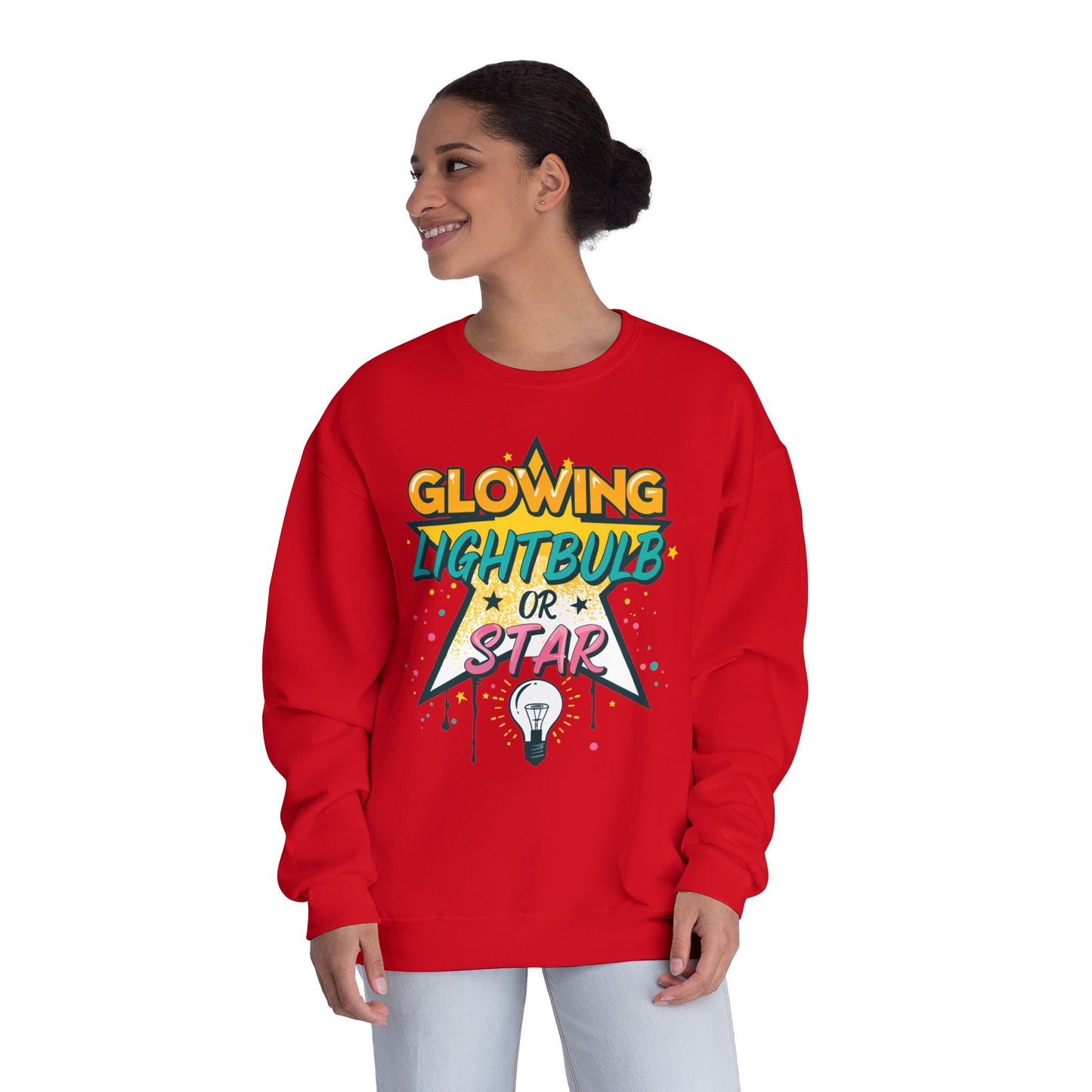 Glowing Lightbulb or Star Crewneck Sweatshirt — Retro Graphic Pullover