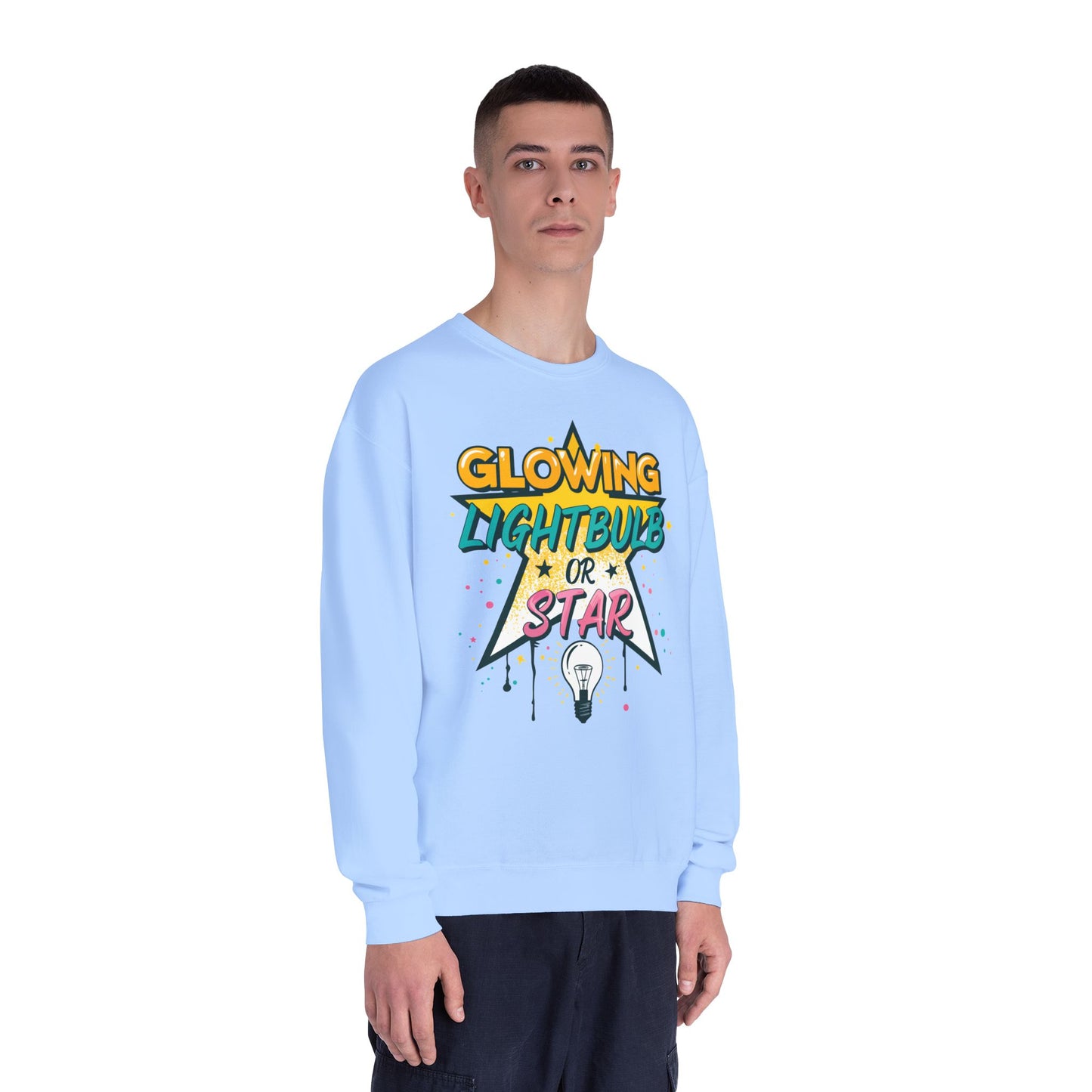 Glowing Lightbulb or Star Crewneck Sweatshirt — Retro Graphic Pullover