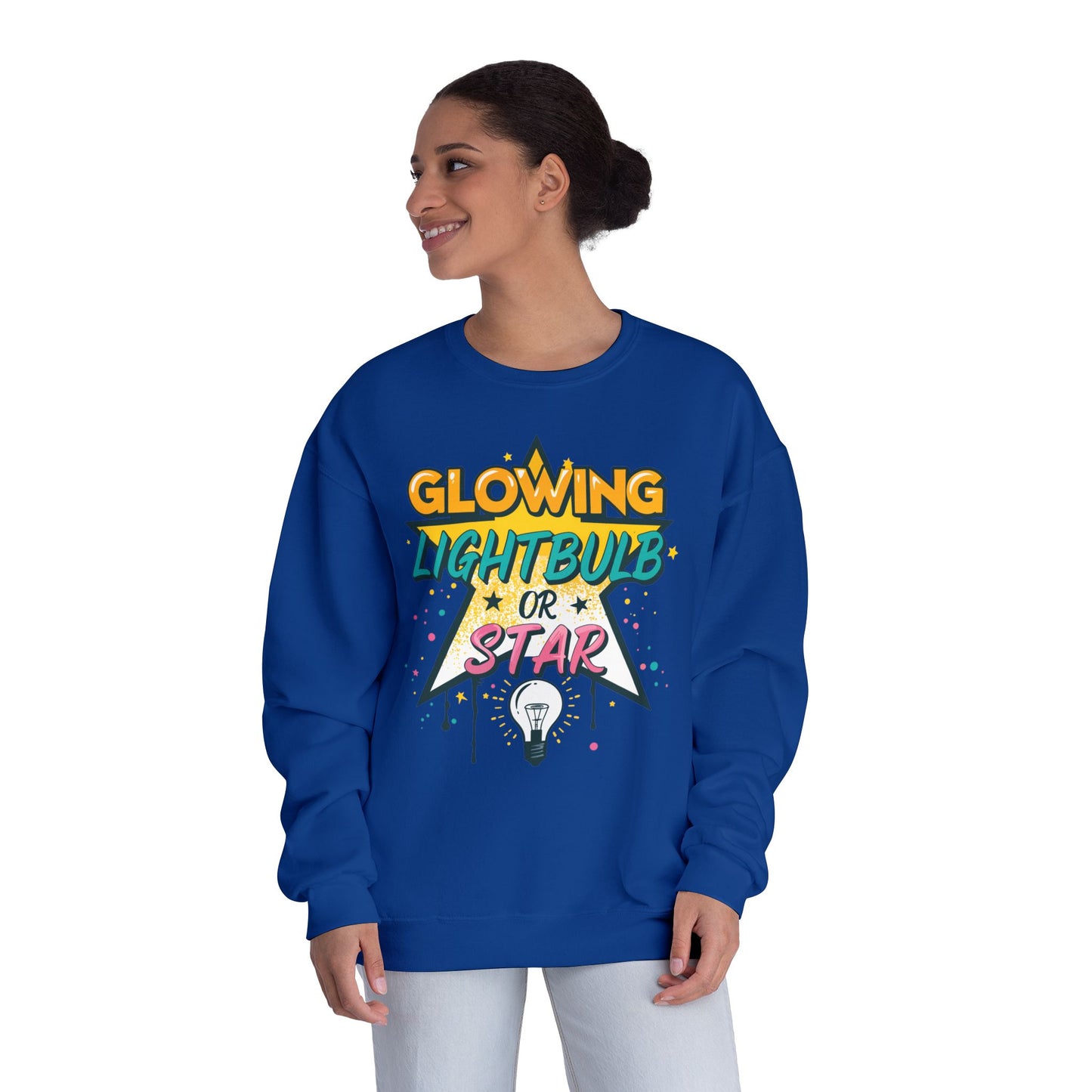 Glowing Lightbulb or Star Crewneck Sweatshirt — Retro Graphic Pullover