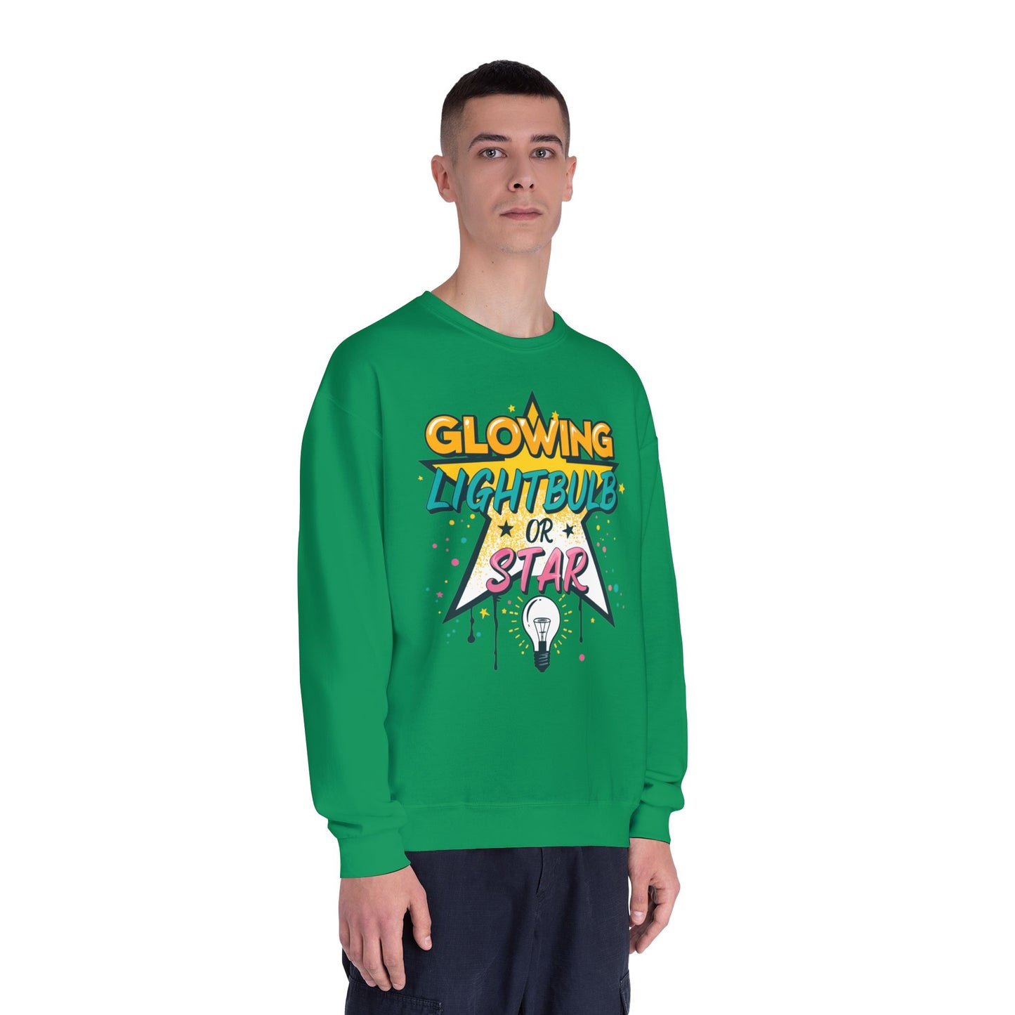 Glowing Lightbulb or Star Crewneck Sweatshirt — Retro Graphic Pullover