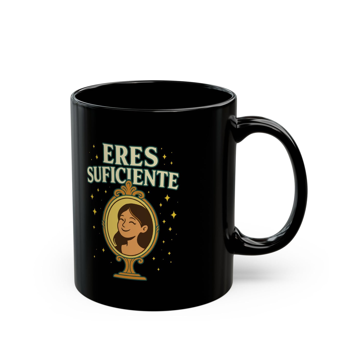 Eres Suficiente Black Mug — Inspirational Spanish Self‑Love Coffee Cup (11oz & 15oz)