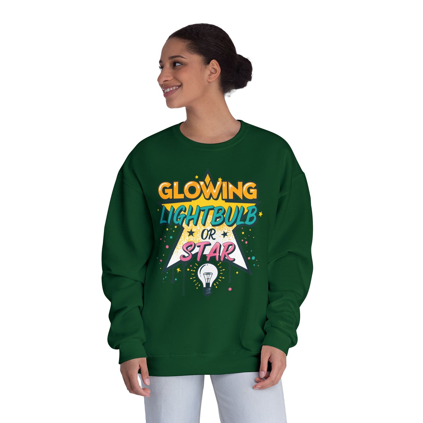 Glowing Lightbulb or Star Crewneck Sweatshirt — Retro Graphic Pullover