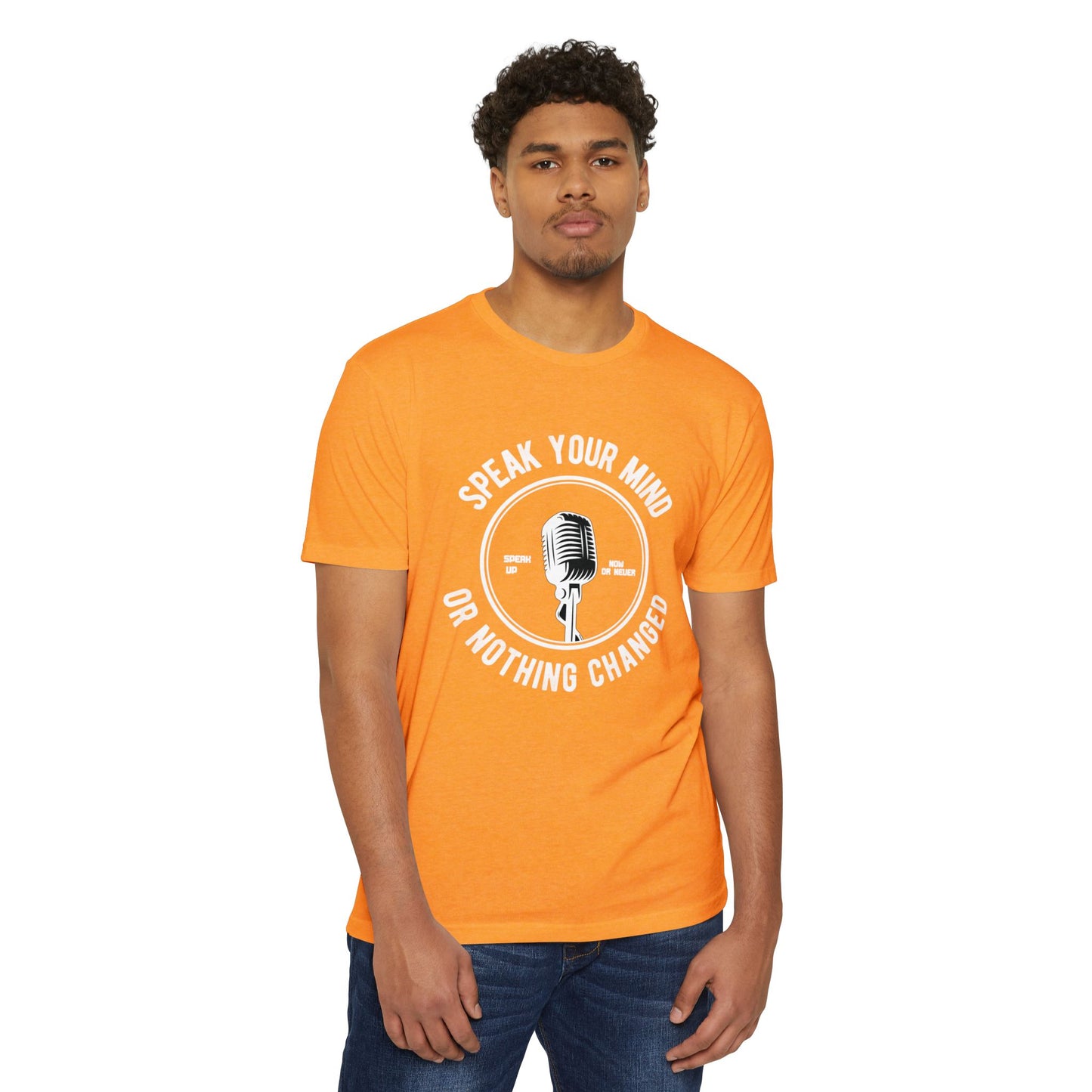 Speak Your Mind T-Shirt — Retro Microphone Graphic Tee ("Speak Your Mind or Nothing Changed")