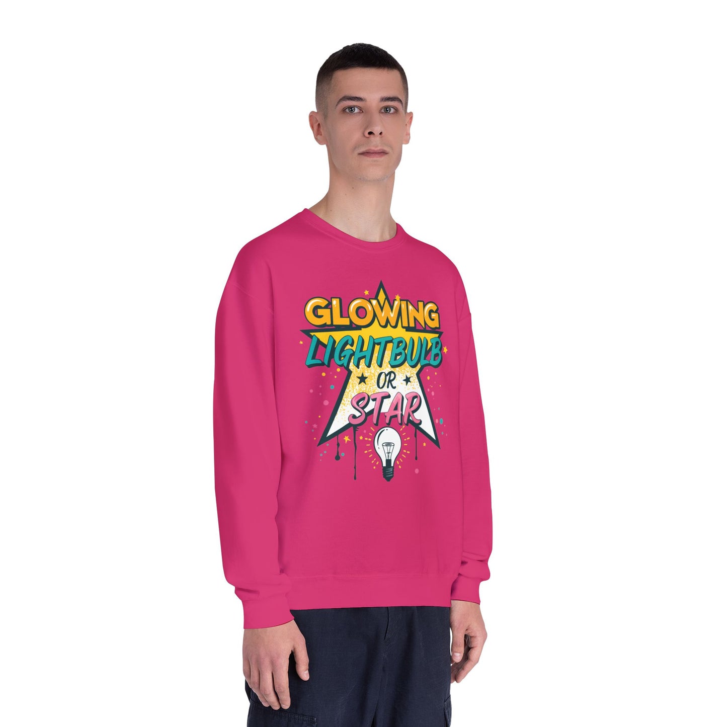 Glowing Lightbulb or Star Crewneck Sweatshirt — Retro Graphic Pullover