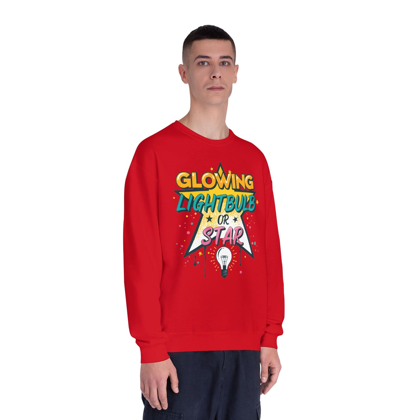 Glowing Lightbulb or Star Crewneck Sweatshirt — Retro Graphic Pullover