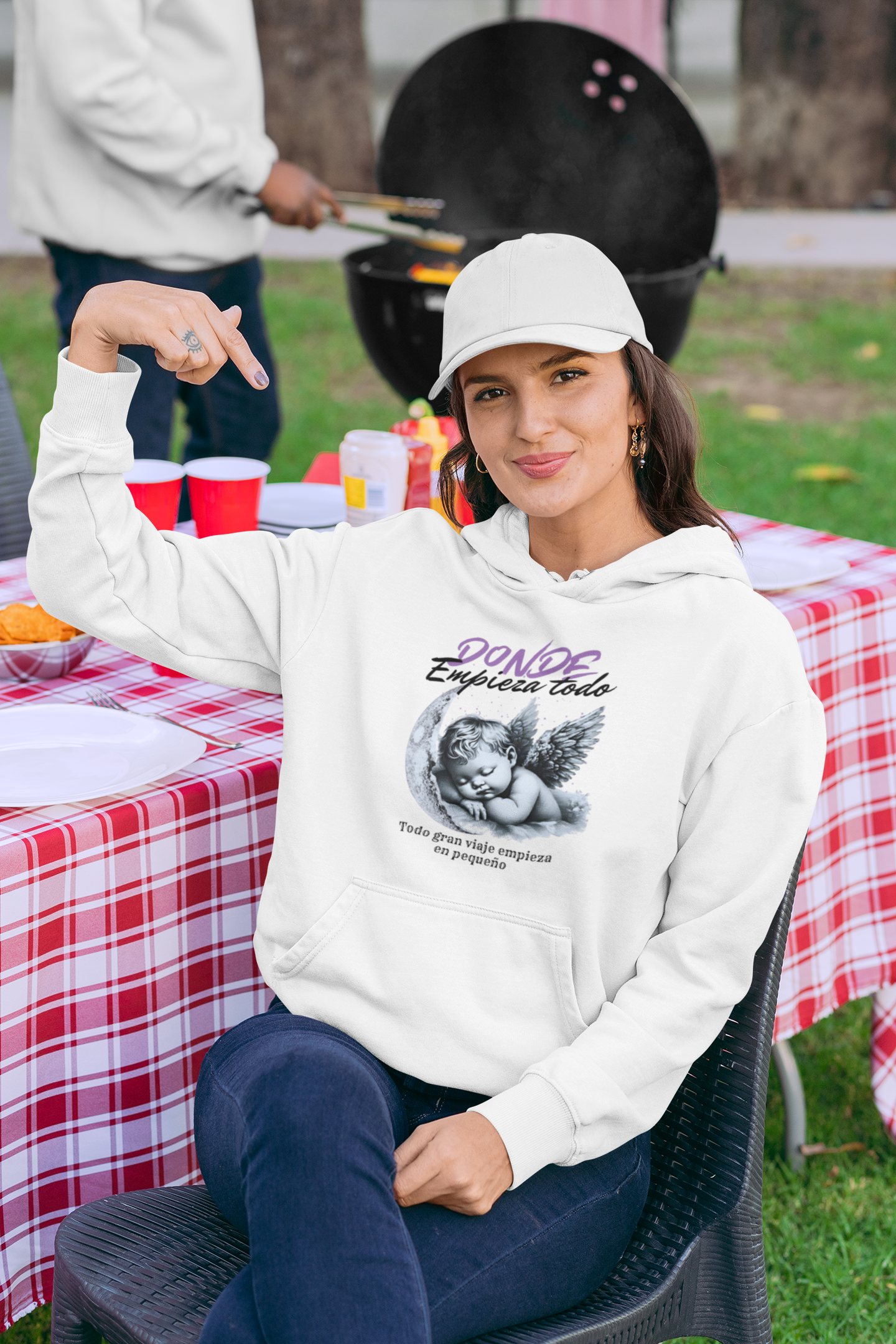 Donde Empieza Todo Vintage Hoodie |  Moon Graphic "Goodbye" Pullover