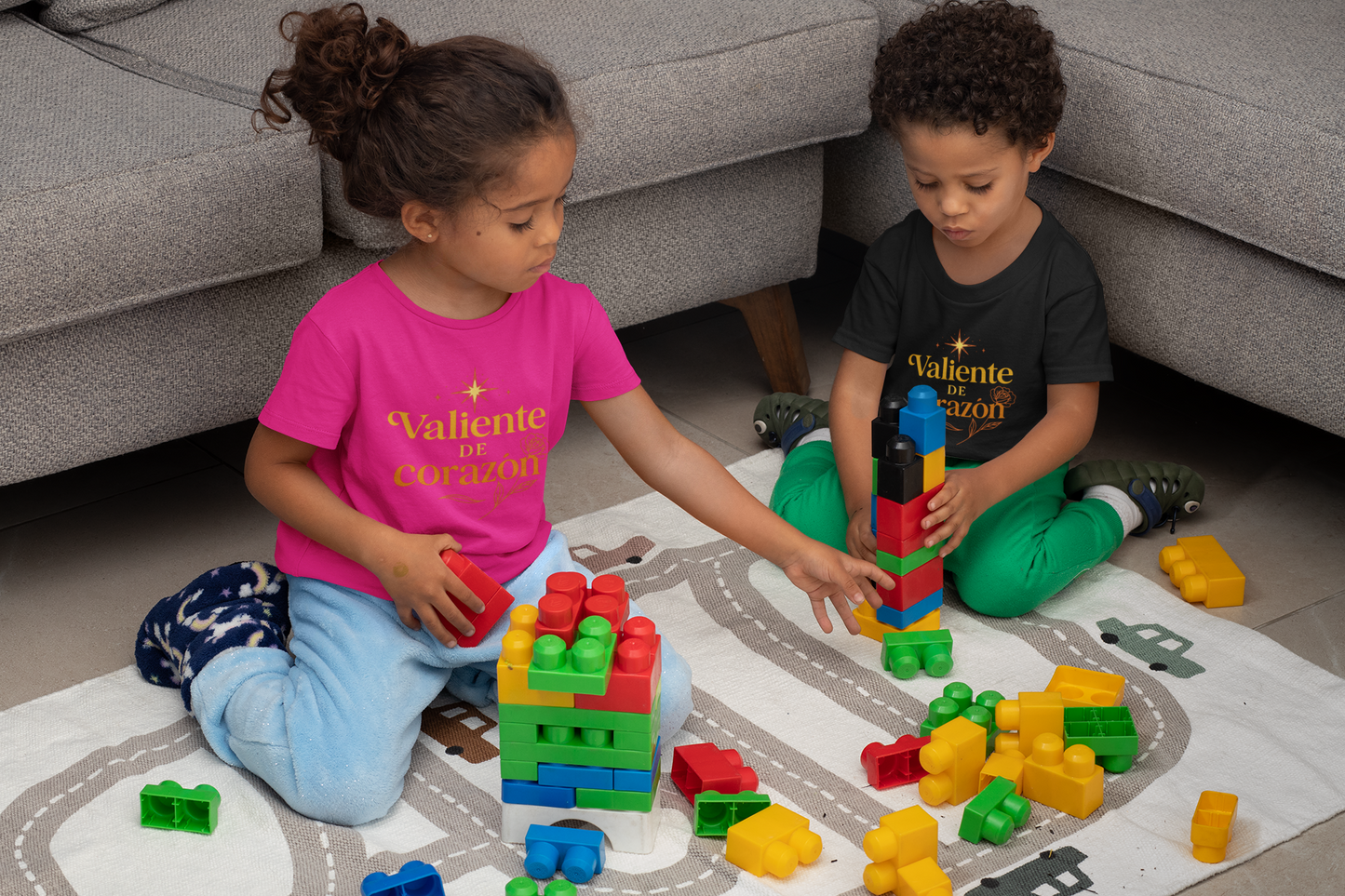 Kids T‑Shirt — "Valiente de Corazón" Floral Design (Brave at Heart)