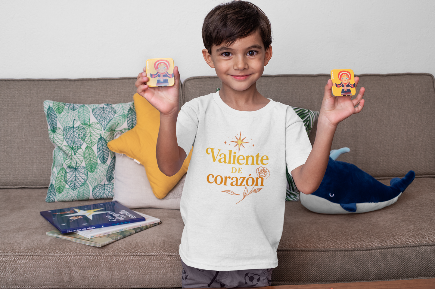 Kids T‑Shirt — "Valiente de Corazón" Floral Design (Brave at Heart)