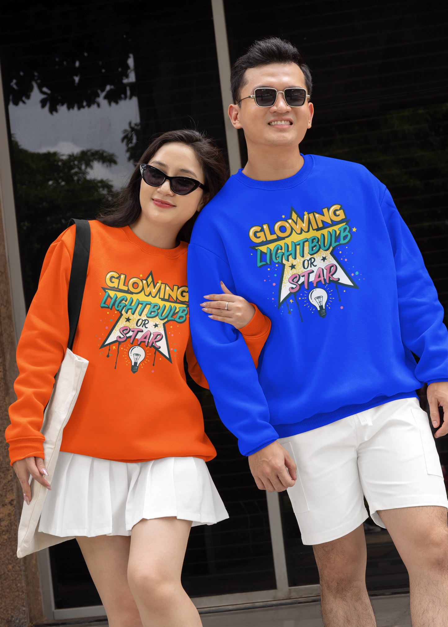 Glowing Lightbulb or Star Crewneck Sweatshirt — Retro Graphic Pullover