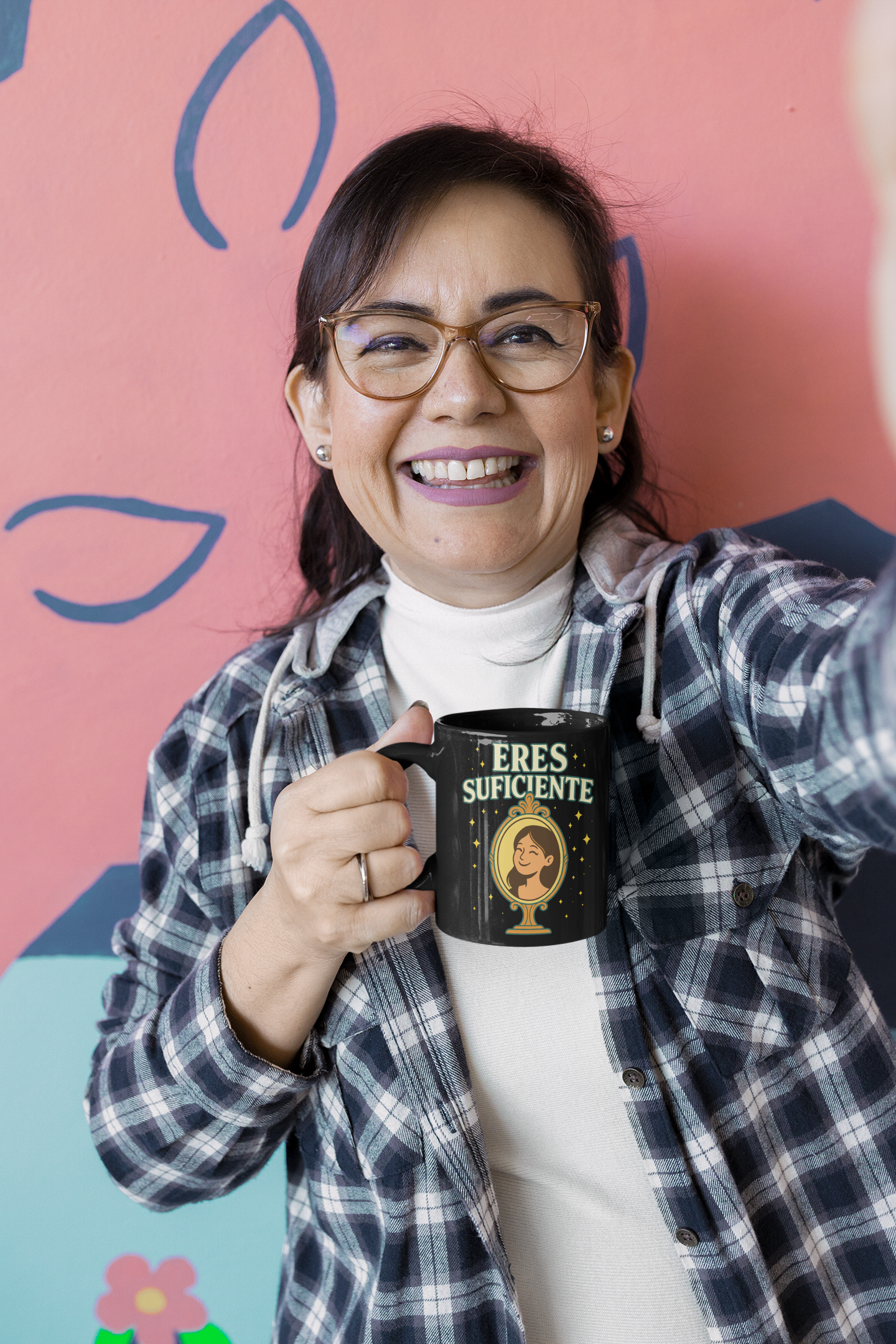 Eres Suficiente Black Mug — Inspirational Spanish Self‑Love Coffee Cup (11oz & 15oz)